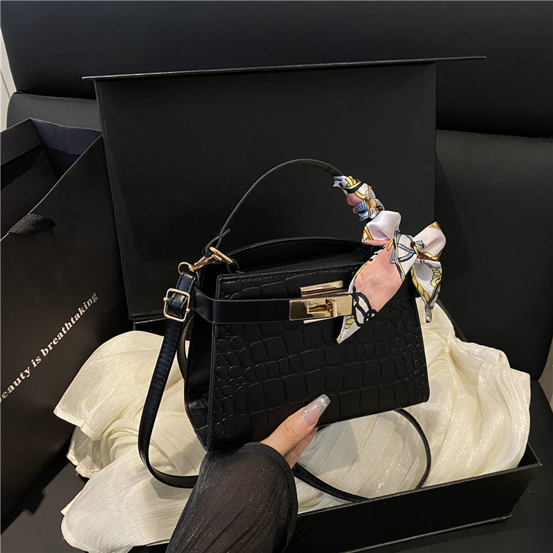 Geantă Kelly modernă și versatilă, geantă de umăr cu șal de mătase, look premium pentru uz zilnic