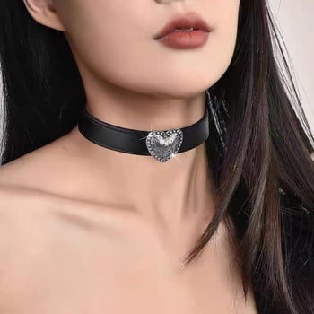 Colier din piele tibetan vintage cu totem metalic, choker unisex
