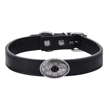 Colier din piele tibetan vintage cu totem metalic, choker unisex