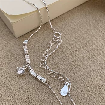 Colier minimalist pentru femei cu zirconiu, lanț geometric pentru claviculă – elegant, luxos