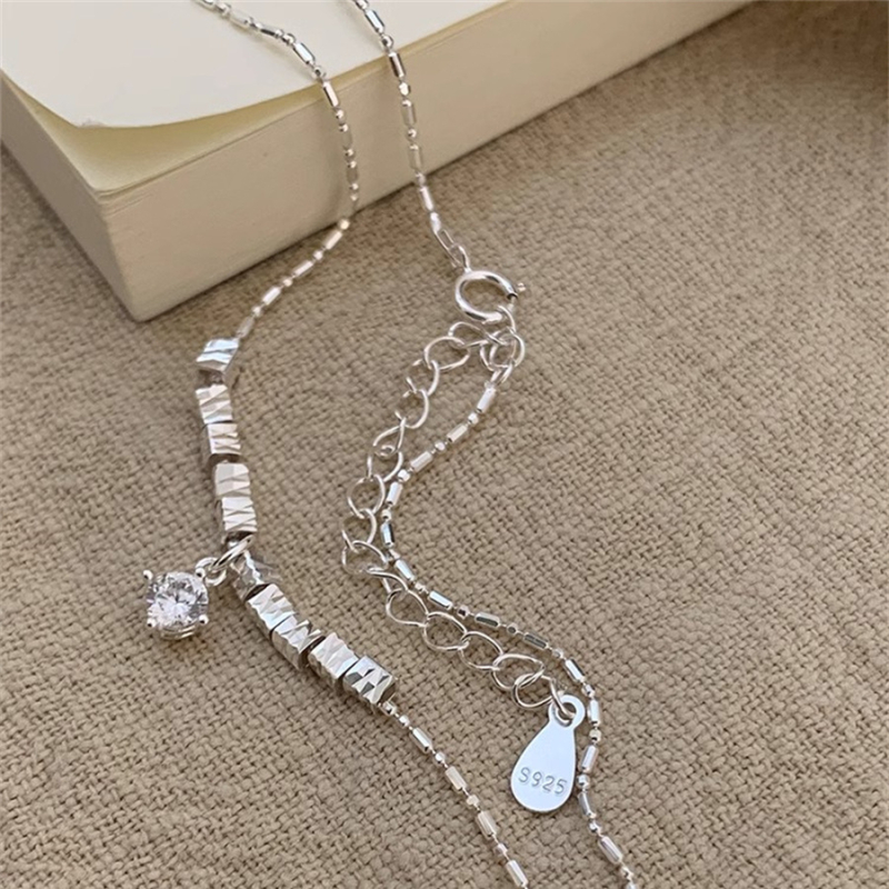 Colier minimalist pentru femei cu zirconiu, lanț geometric pentru claviculă – elegant, luxos