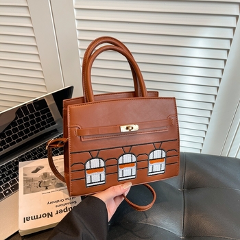 Geantă din piele de crocodil cu finisaj platina, mini geantă în formă de casă cu blocuri de culoare, din piele autentică Kelly, pentru umăr/crossbody, geantă de damă, lux ușor