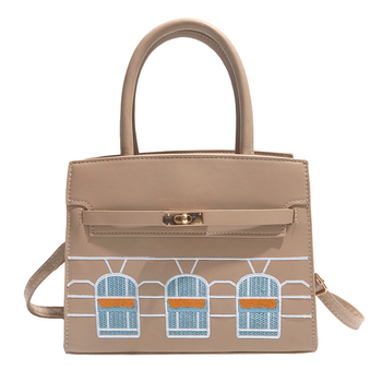 Geantă din piele de crocodil cu finisaj platina, mini geantă în formă de casă cu blocuri de culoare, din piele autentică Kelly, pentru umăr/crossbody, geantă de damă, lux ușor