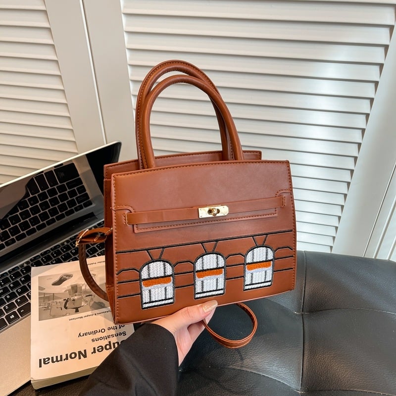 Geantă din piele de crocodil cu finisaj platina, mini geantă în formă de casă cu blocuri de culoare, din piele autentică Kelly, pentru umăr/crossbody, geantă de damă, lux ușor