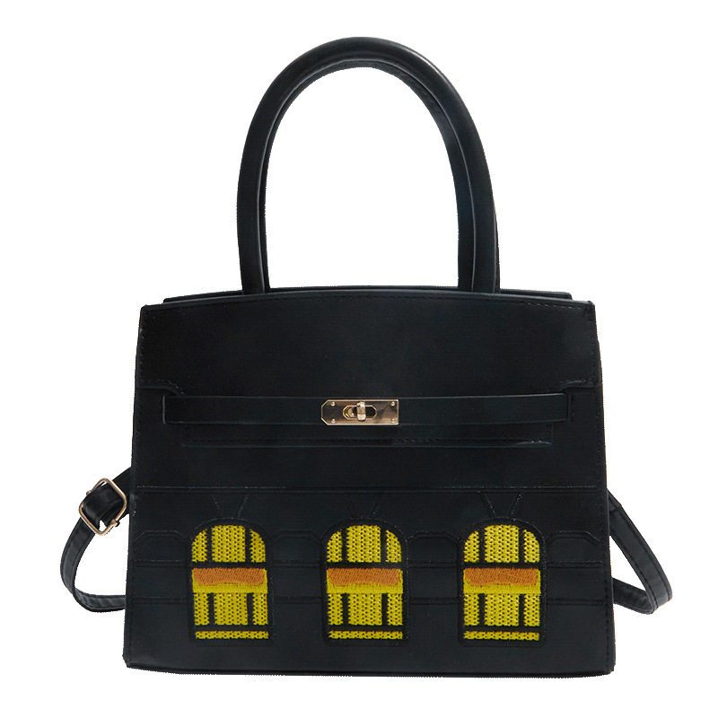 Geantă din piele de crocodil cu finisaj platina, mini geantă în formă de casă cu blocuri de culoare, din piele autentică Kelly, pentru umăr/crossbody, geantă de damă, lux ușor