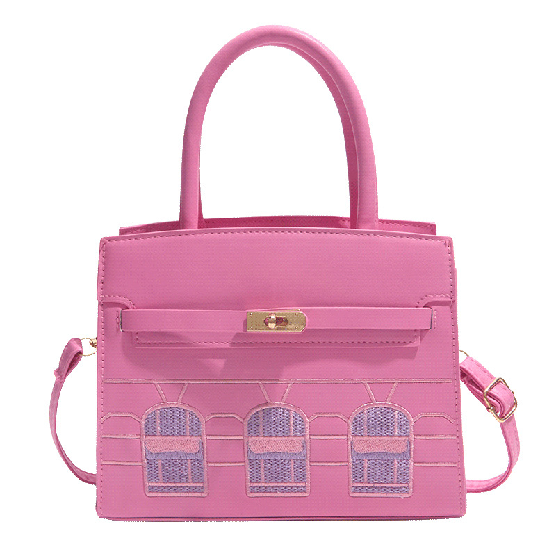 Geantă din piele de crocodil cu finisaj platina, mini geantă în formă de casă cu blocuri de culoare, din piele autentică Kelly, pentru umăr/crossbody, geantă de damă, lux ușor