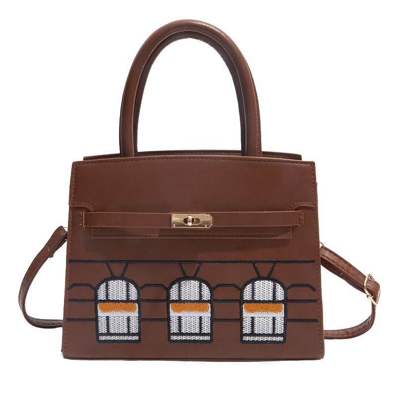 Geantă din piele de crocodil cu finisaj platina, mini geantă în formă de casă cu blocuri de culoare, din piele autentică Kelly, pentru umăr/crossbody, geantă de damă, lux ușor