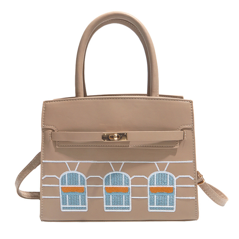 Geantă din piele de crocodil cu finisaj platina, mini geantă în formă de casă cu blocuri de culoare, din piele autentică Kelly, pentru umăr/crossbody, geantă de damă, lux ușor