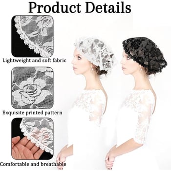 Voal de dantelă negru și alb pentru nuntă, accesoriu circular pentru capul miresei