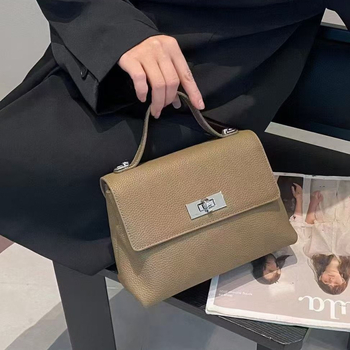 Geantă Kelly din piele naturală – geantă de umăr pentru femei, stil coreean, mică pătrată, pentru ținute de zi cu zi