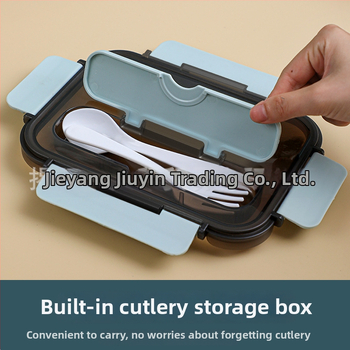 Cutie de prânz din plastic, dreptunghiulară, cu compartimente separate, mare capacitate, compatibilă cu cuptorul cu microunde, portabilă, pentru studenți și angajați