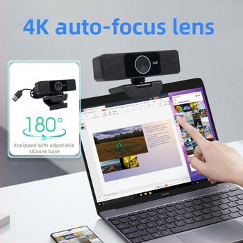 Cameră web USB 4K cu focalizare PDAF pentru desktop și notebook, utilizare în interior pentru cursuri online și întâlniri, microfon încorporat