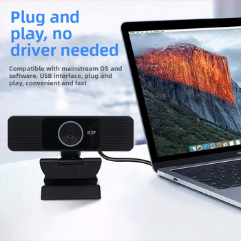 Cameră web USB 4K cu focalizare PDAF pentru desktop și notebook, utilizare în interior pentru cursuri online și întâlniri, microfon încorporat