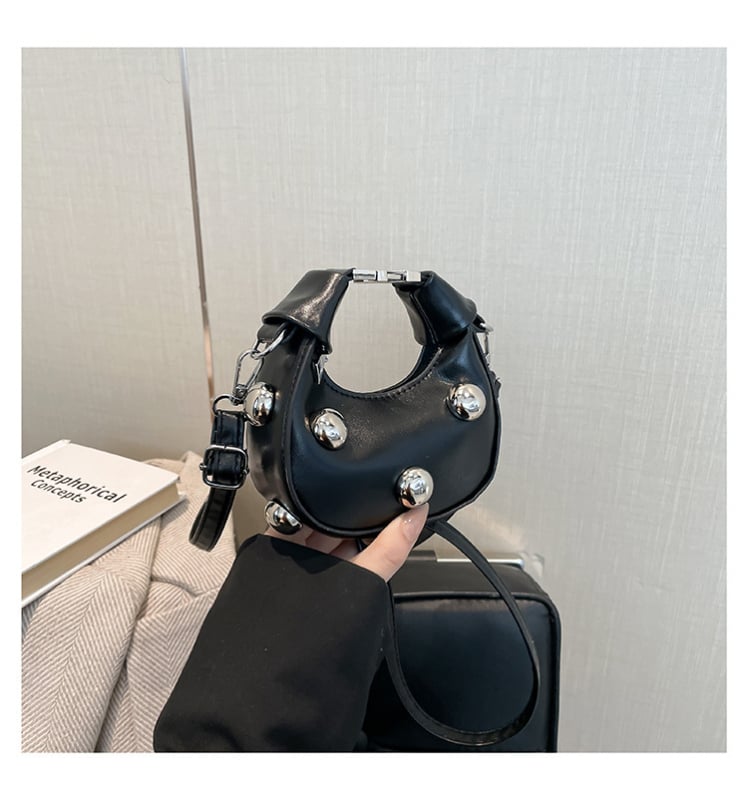 2025 Geantă de damă crossbody minimalistă, cu ținte metalice, mică pătrată, pentru uz zilnic