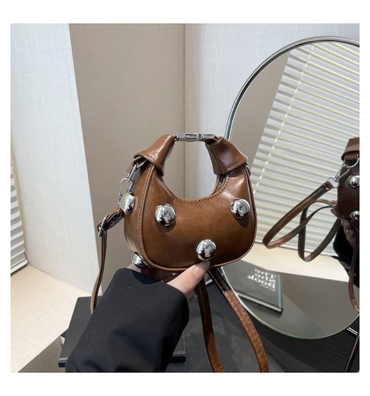 2025 Geantă de damă crossbody minimalistă, cu ținte metalice, mică pătrată, pentru uz zilnic