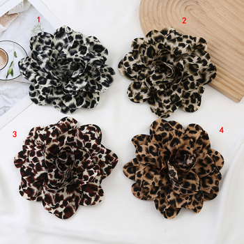 Floare artificială din țesătură cu imprimeu leopard, accesoriu pentru pantofi și haine