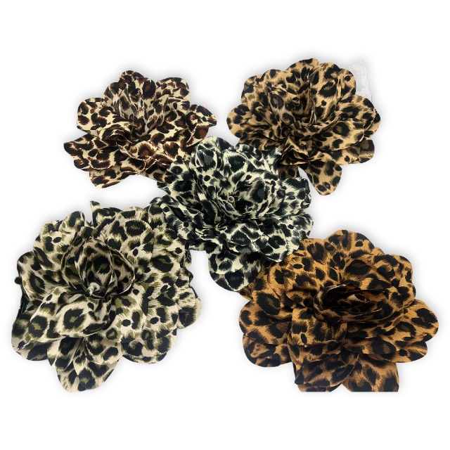 Floare artificială din țesătură cu imprimeu leopard, accesoriu pentru pantofi și haine