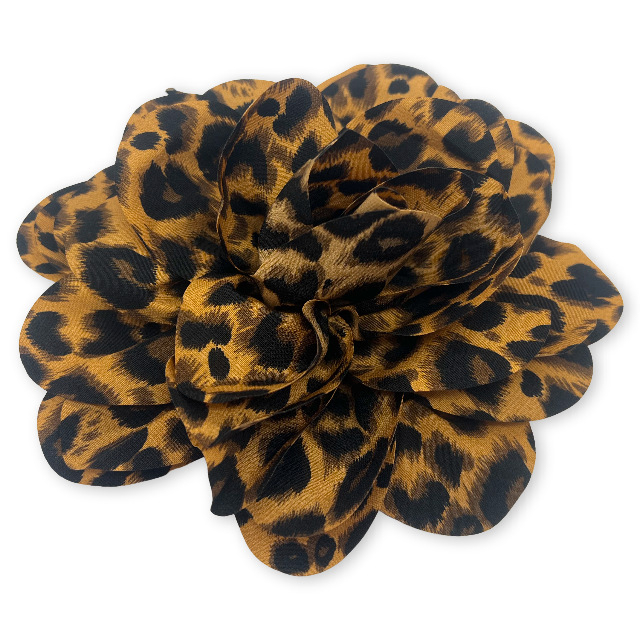 Floare artificială din țesătură cu imprimeu leopard, accesoriu pentru pantofi și haine