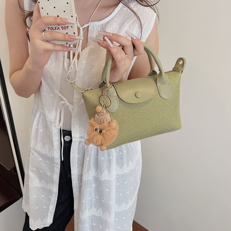Geantă din nylon, stil franțuzesc, formă dumpling, curea crossbody pentru purtare zilnică, lux ușor