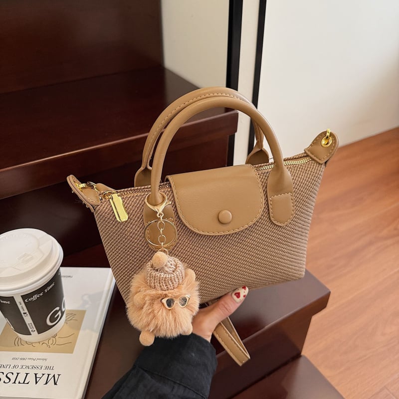 Geantă din nylon, stil franțuzesc, formă dumpling, curea crossbody pentru purtare zilnică, lux ușor