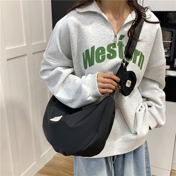 Toamnă 2025 rucsac ușor de tip dumpling, capacitate mare, geantă crossbody din Oxford cu fermoar