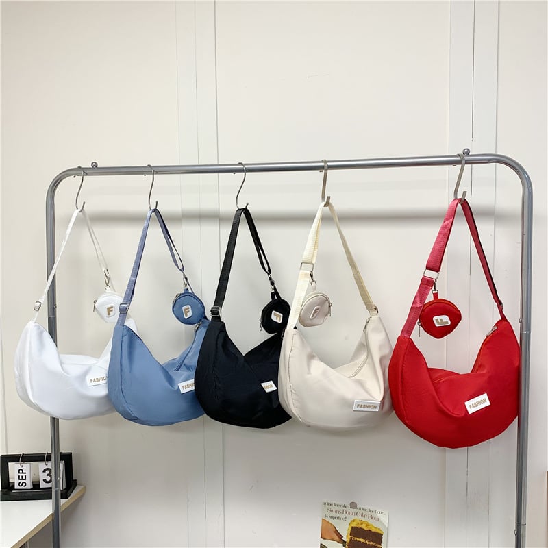 Toamnă 2025 rucsac ușor de tip dumpling, capacitate mare, geantă crossbody din Oxford cu fermoar
