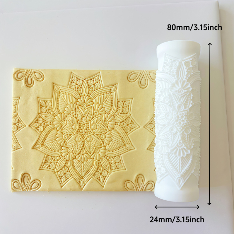 Mandala-textúrájú polimer gyurma tekercs, rendkívül precíz relief, DIY fülbevaló eszköz, modell WLZ073A