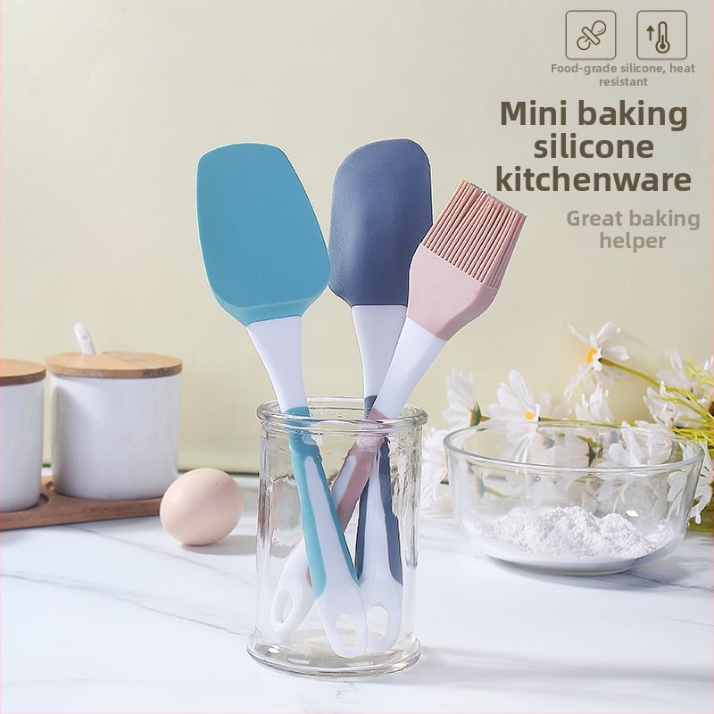 Két színű szilikon kenegető ecset, hőálló, multifunkcionális sütőeszköz és szilikon grill ecset.