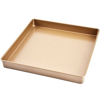Tavă de copt pătrată de 11 inch, acoperire antiaderentă aurie, formă din oțel inox, ustensilă bucătărie pentru coacere