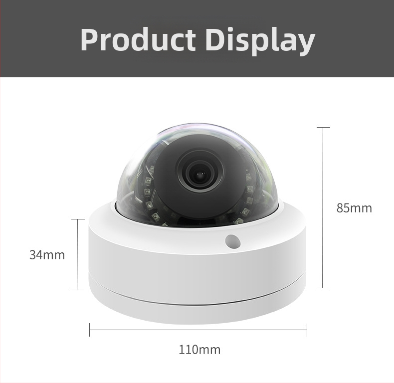 5 MP vnútorná hemisférická HD bezpečnostná kamera s ochranou proti výbuchu a stropným držiakom pre výťahy