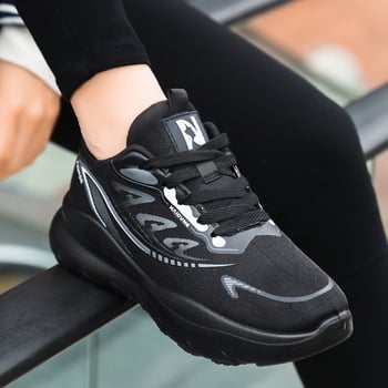 Noul model 2026: pantofi de alergare unisex din plasă neagră, respirabili, ușori, cu amortizare