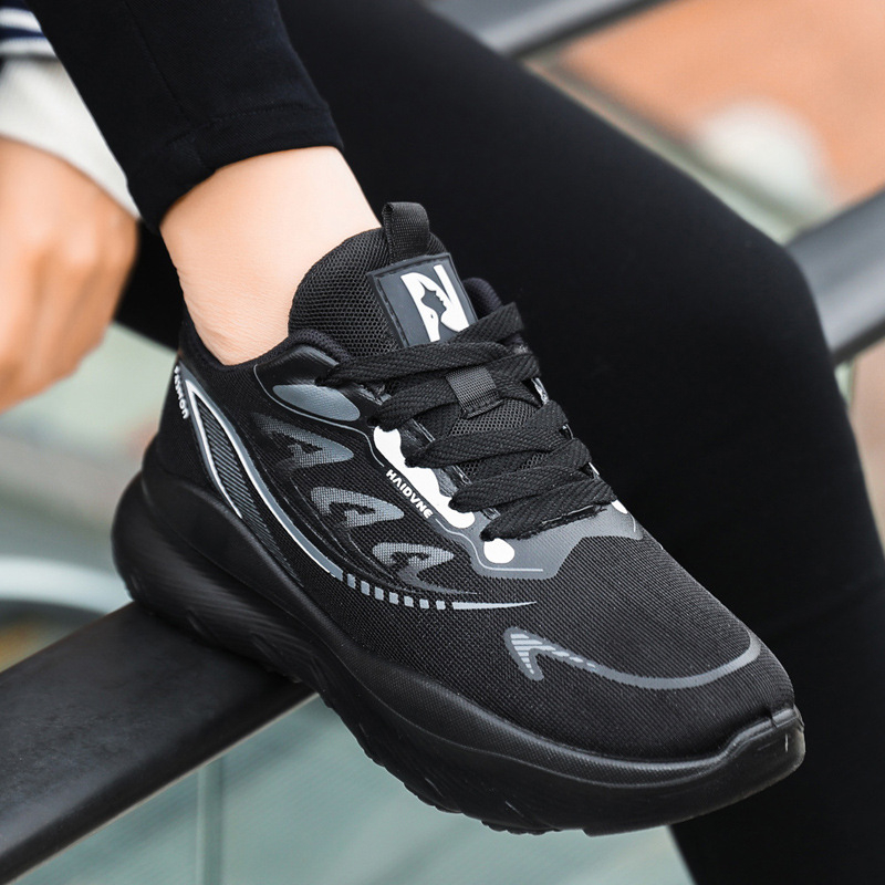 Noul model 2026: pantofi de alergare unisex din plasă neagră, respirabili, ușori, cu amortizare