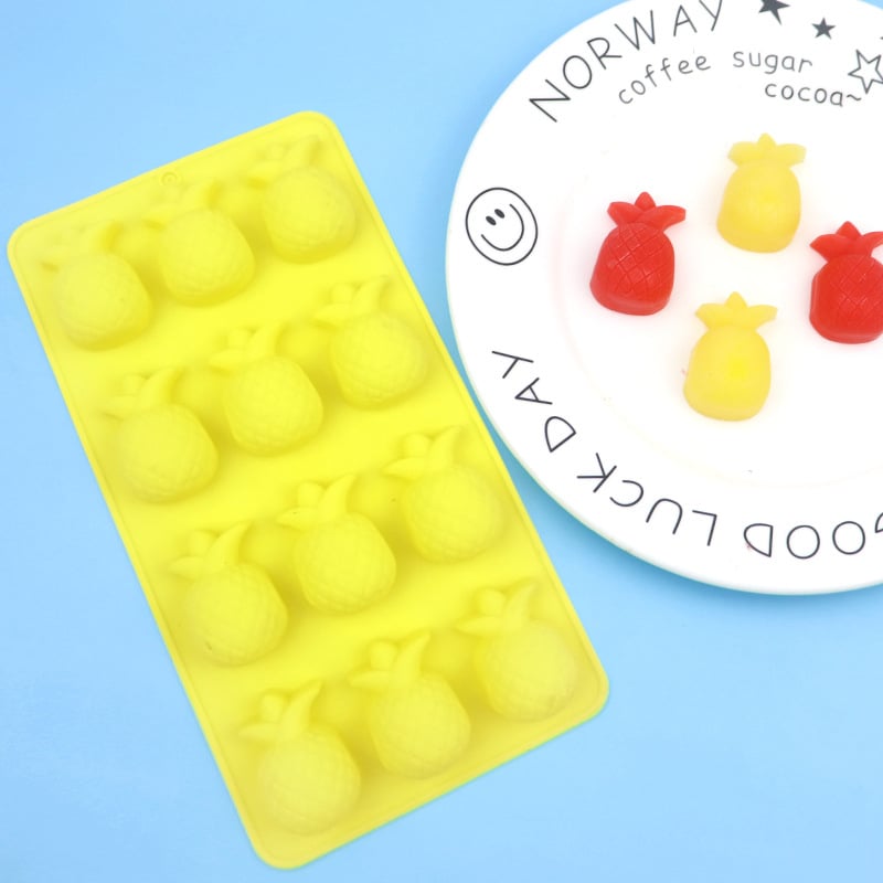 Formă de silicon pentru prăjituri, cu 12 cavitați în formă de ananas, pentru coacere și ciocolată, DIY