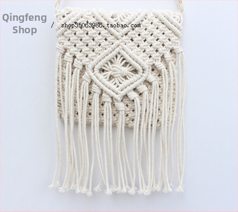 Nová dámska crossbody kabelka – ležérna plážová tkaná mini kabelka z bavlneného lana so strapcami, kórejský štýl