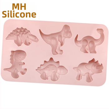 Silikónová forma na tortu Minghao so 6 priehlbinami v tvare dinosaura, forma na pečenie v kreslenom tvare, forma na mydlo pre ručne vyrábané mydlo za studena