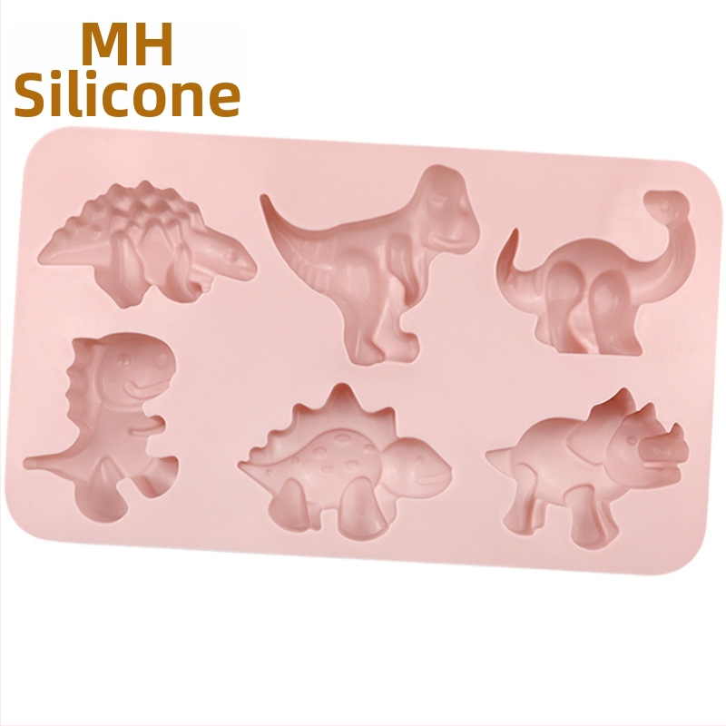 Silikónová forma na tortu Minghao so 6 priehlbinami v tvare dinosaura, forma na pečenie v kreslenom tvare, forma na mydlo pre ručne vyrábané mydlo za studena