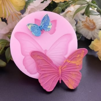Formă din silicon pentru fondant, în formă de fluture, roz, pentru decorarea prăjiturilor