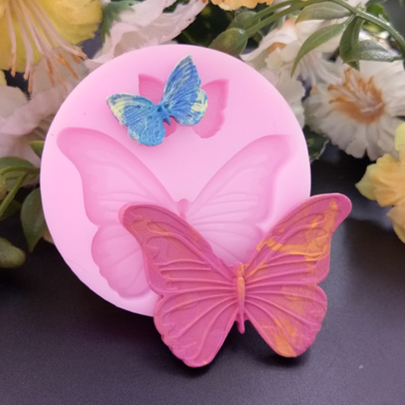 Formă din silicon pentru fondant, în formă de fluture, roz, pentru decorarea prăjiturilor