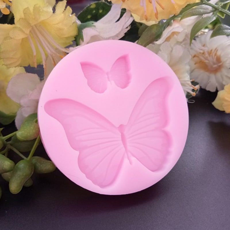 Formă din silicon pentru fondant, în formă de fluture, roz, pentru decorarea prăjiturilor