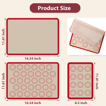 Set de trei covorașe din silicon pentru coacere, antiaderente, rezistente la temperaturi înalte, pentru macarons