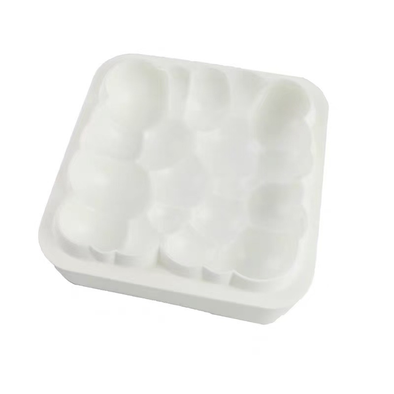Matriță de silicon 3D alb lăptos – formă de copt în stil franțuzesc pentru mousse și deserturi, lucrată manual