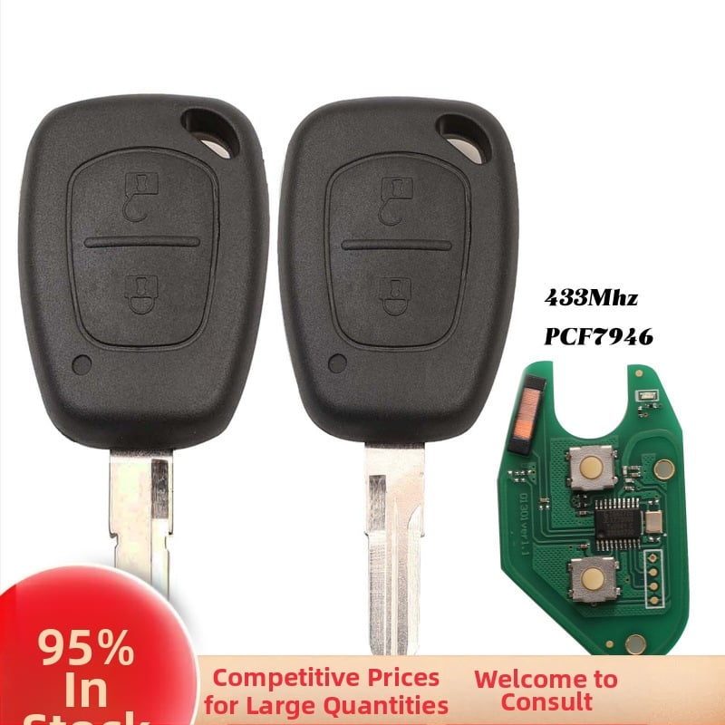 Kľúč od auta Renault s čipom ID46 PCF7946, 2 kľúče, 433 MHz
