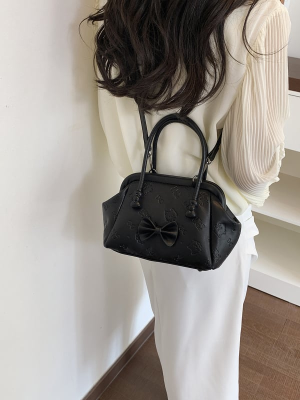Geantă de damă în formă de scoică, cu funda, pentru umăr și crossbody, textură de înaltă calitate
