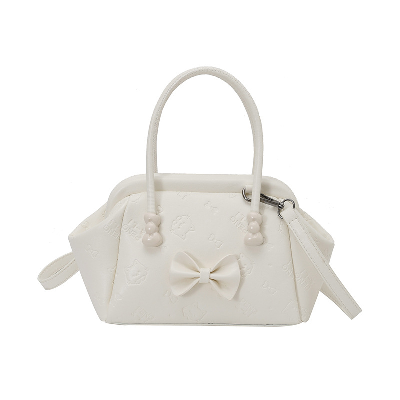 Geantă de damă în formă de scoică, cu funda, pentru umăr și crossbody, textură de înaltă calitate