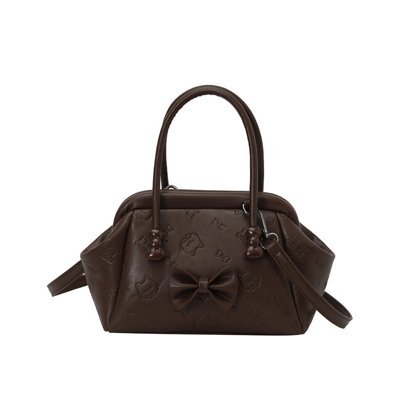 Geantă de damă în formă de scoică, cu funda, pentru umăr și crossbody, textură de înaltă calitate