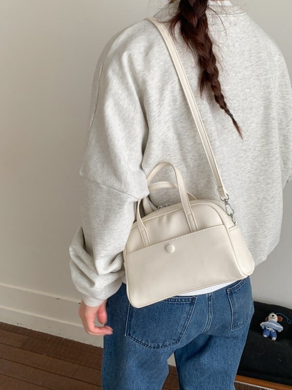 Geantă de femei cu formă de scoică, geantă crossbody mică din PU