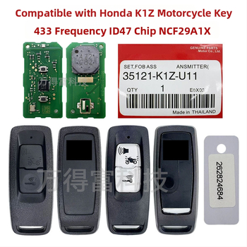 Diaľkový kľúč pre motocykel Honda K1Z s čipom ID47, 433 MHz, čiernobiely dvojtlačidlový diaľkový ovládač.