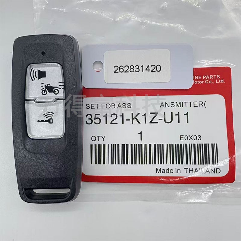 Cheie de telecomandă aftermarket pentru Honda K1Z motocicletă, cip ID47, 433 MHz, negru și alb, cu două taste.