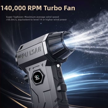 Ventilator vacuum portabil cu aspirație turbo puternică, afișaj, iluminare LED și multiple duze de aer