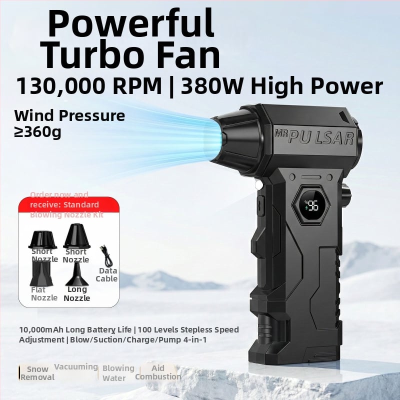 Ventilator vacuum portabil cu aspirație turbo puternică, afișaj, iluminare LED și multiple duze de aer